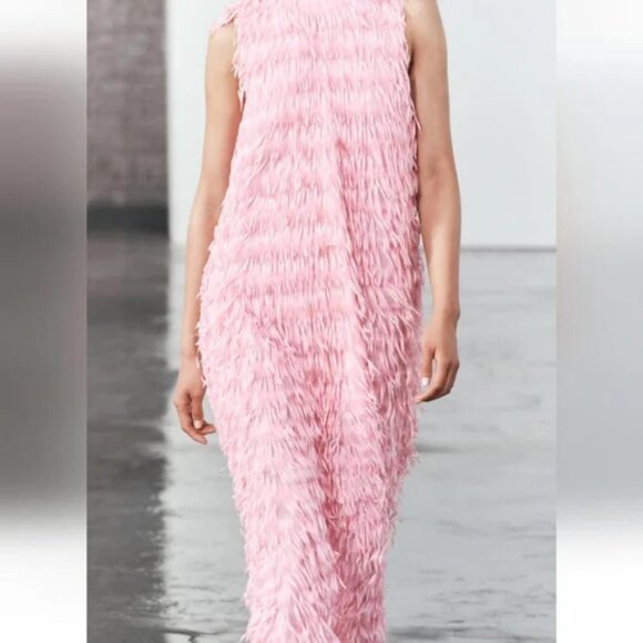 ZARA FRINGED MIDI DRESS - Picture 5 of 10